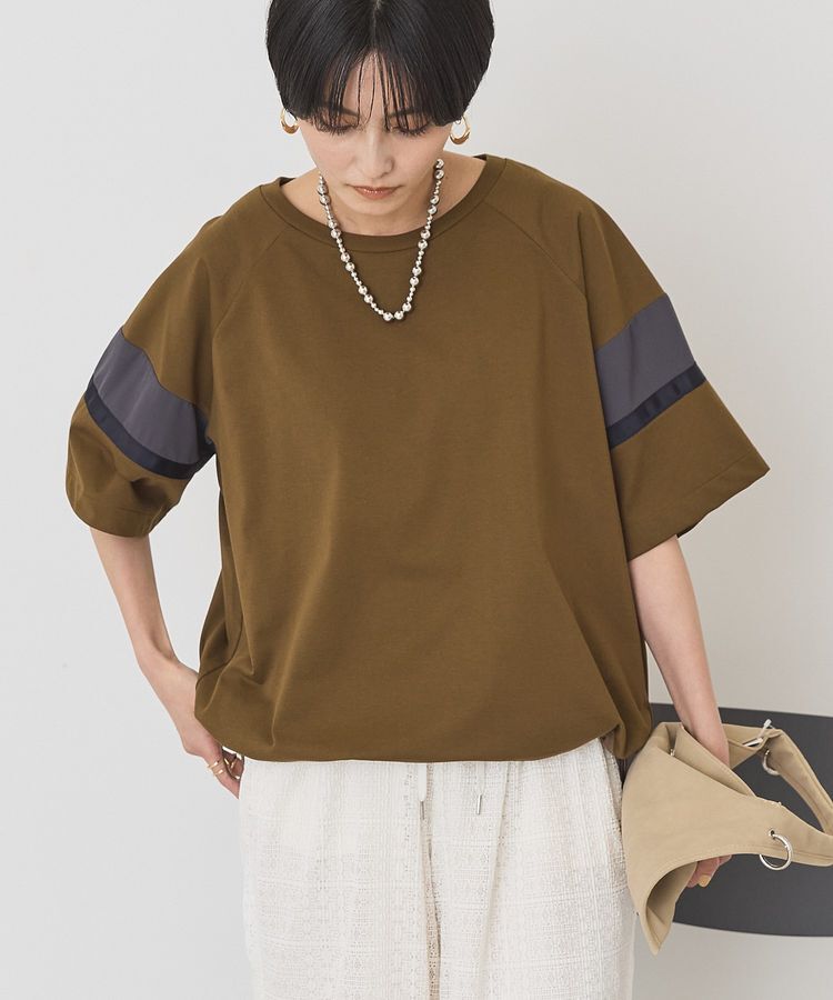 AMERICAN HOLIC「異素材ラインプルオーバー」|Tシャツ・カットソー|Brown