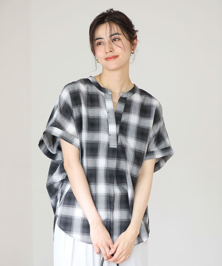 Green Parks「綿麻混フレンチスリーブスキッパーシャツ」|シャツ・ブラウス|