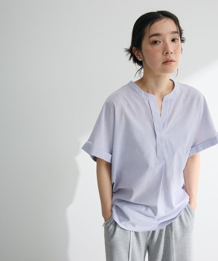 Green Parks「綿麻混フレンチスリーブスキッパーシャツ」|シャツ・ブラウス|