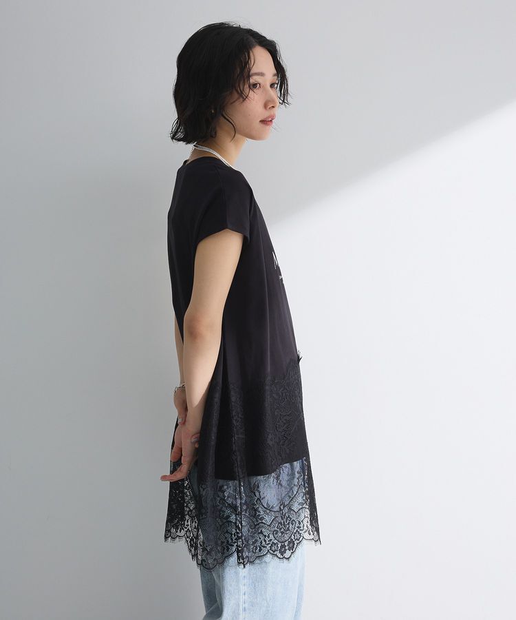 Green Parks「フレンチスリーブ裾レースロゴチュニック」|チュニック|