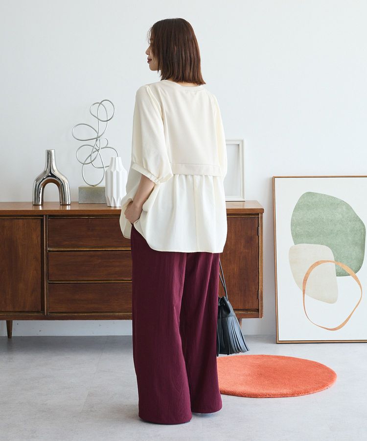 Green Parks「ベスト風7分袖ドッキングプルオーバー」|Tシャツ・カットソー|