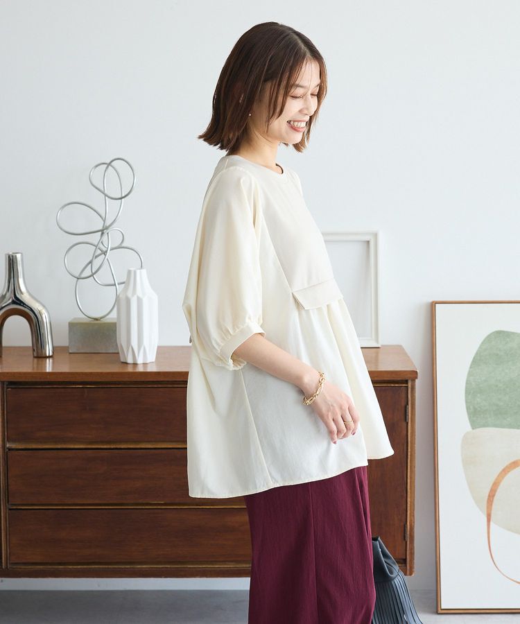 Green Parks「ベスト風7分袖ドッキングプルオーバー」|Tシャツ・カットソー|