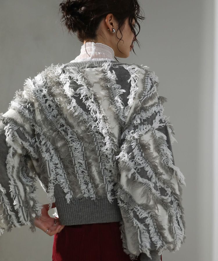 Green Parks「・ELENCARE DUE フリンジジャカードニット」|ニット・セーター|