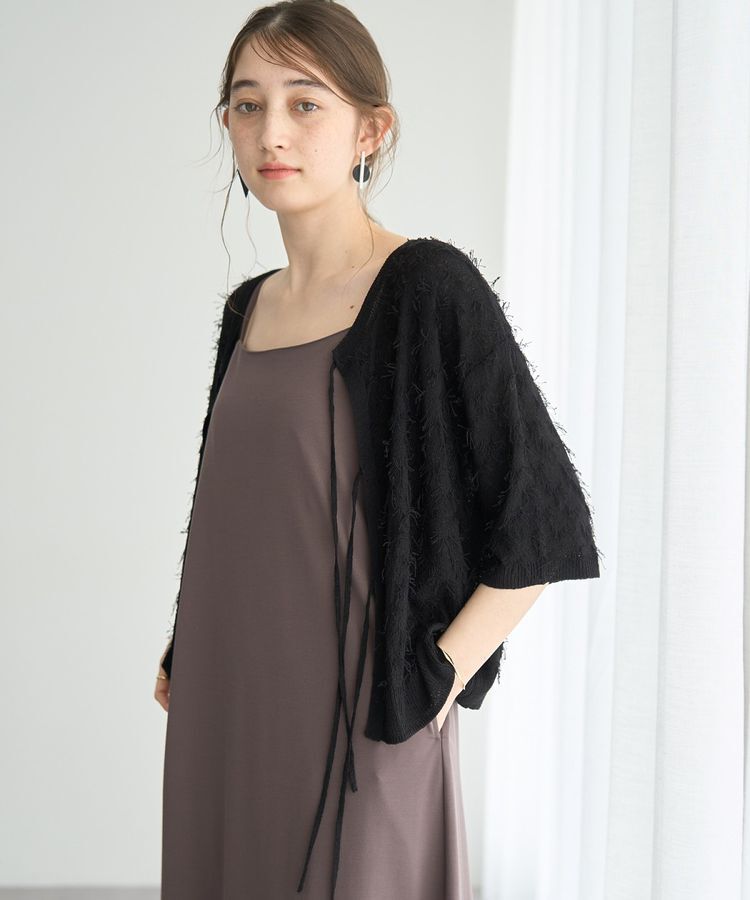 YECCA VECCA「2wayリボンフリンジニットカーディガン」|カーディガン|Black