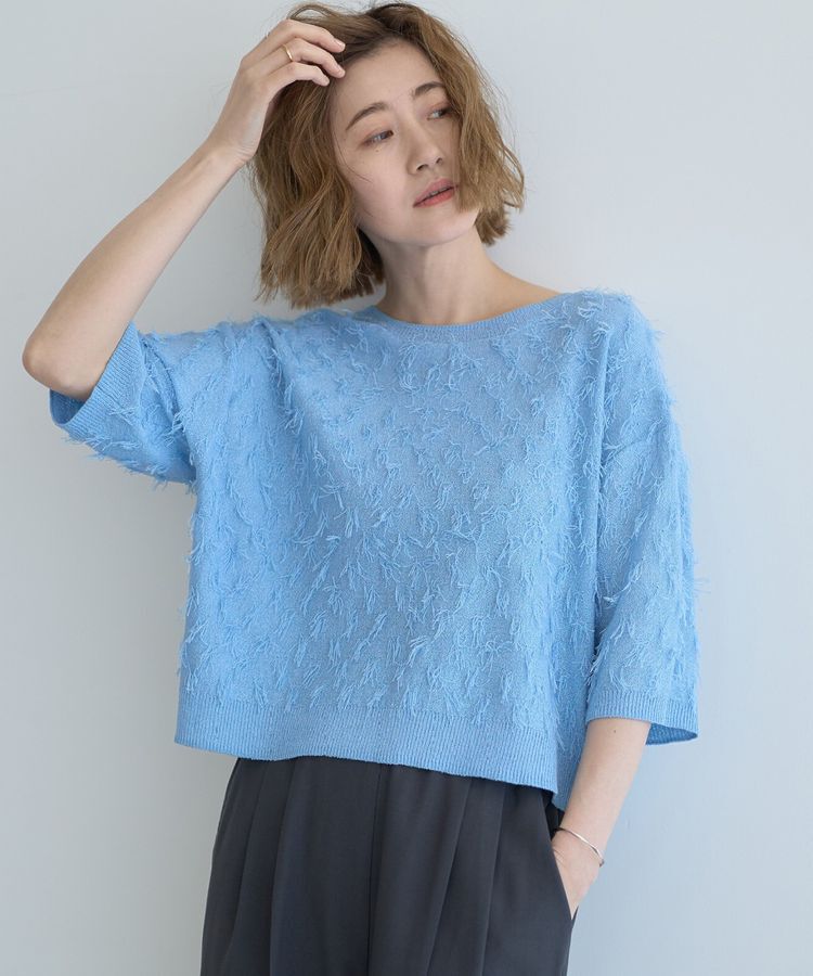 YECCA VECCA「2wayリボンフリンジニットカーディガン」|カーディガン|Sax