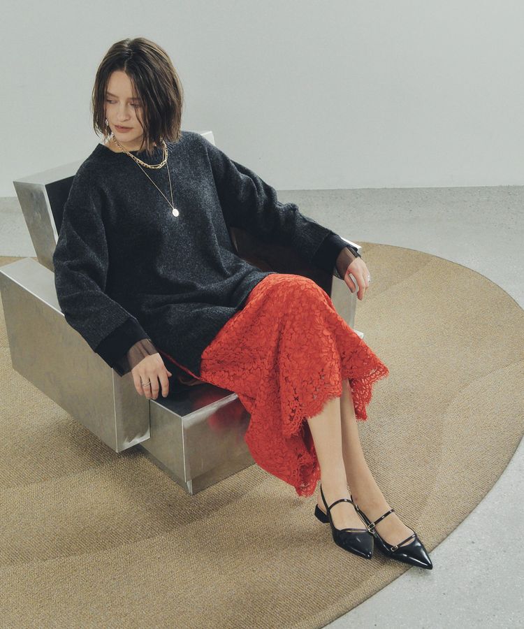 YECCA VECCA「レースナロースカート」|タイト|