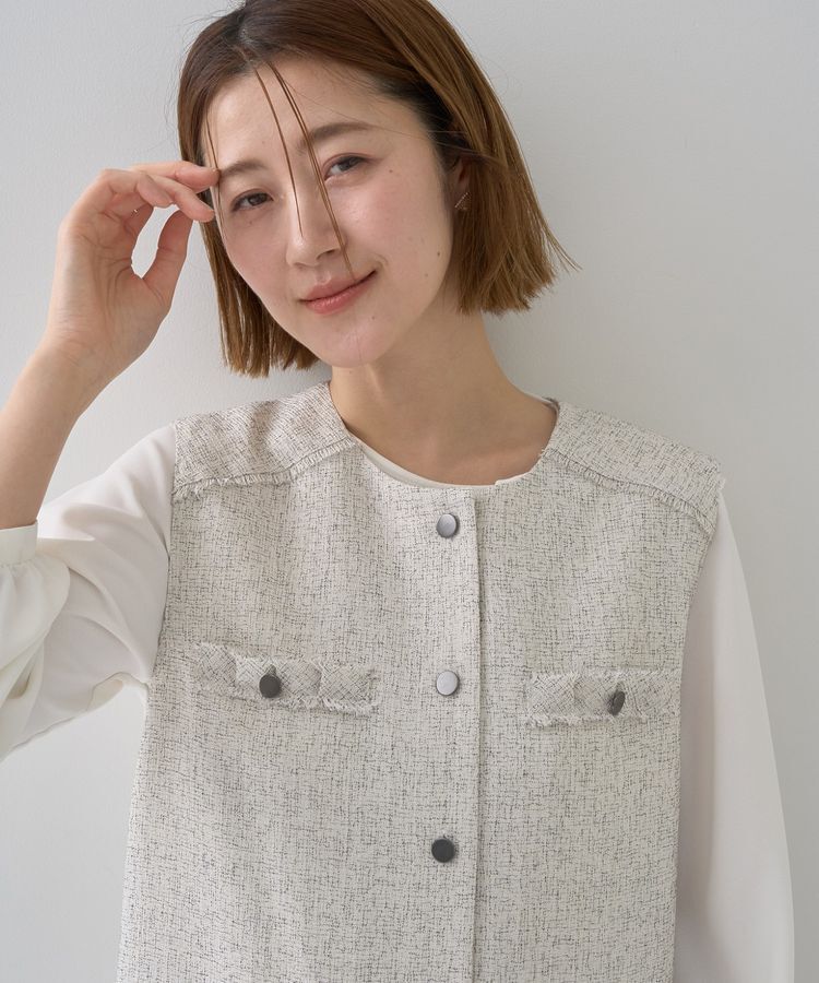 YECCA VECCA「ツイードジレジャンスカ」|ジャンパースカート|