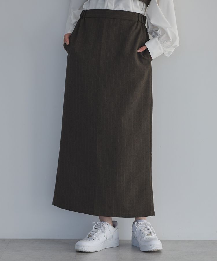 GARAGE OF GOOD CLOTHING「【日本製】ストライプロングスカート」|タイト|ストライプブラウン