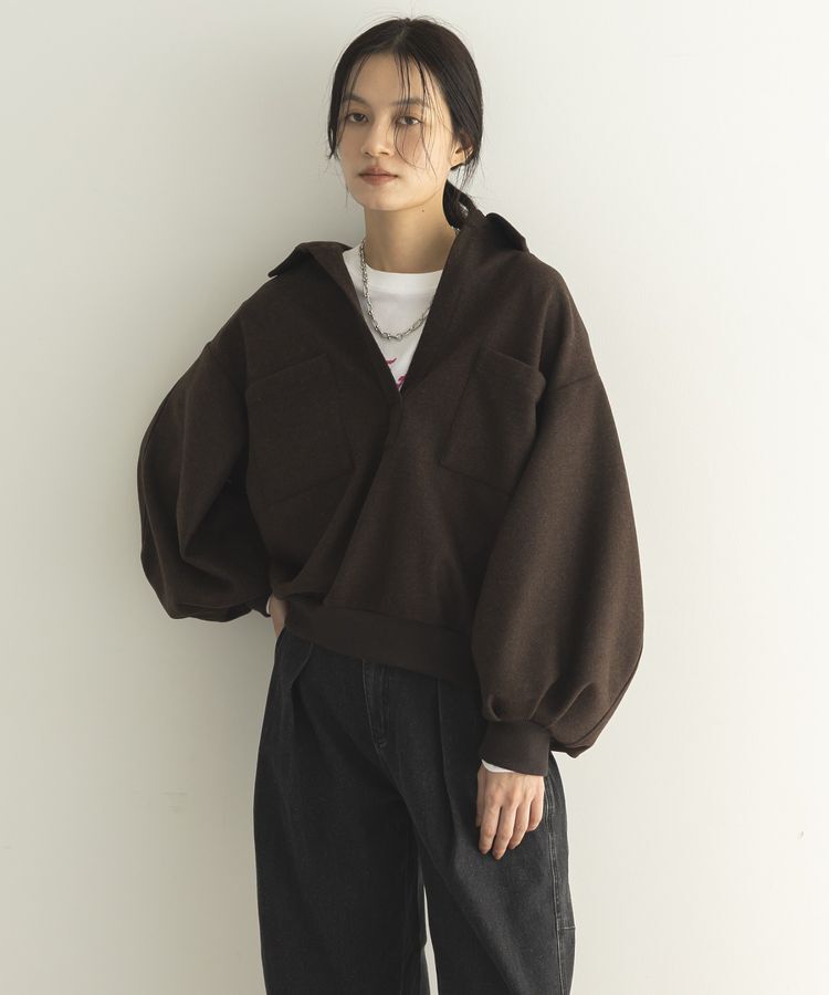 GARAGE OF GOOD CLOTHING「【日本製】ウール混スキッパーリブプルオーバー」|Tシャツ・カットソー|Brown