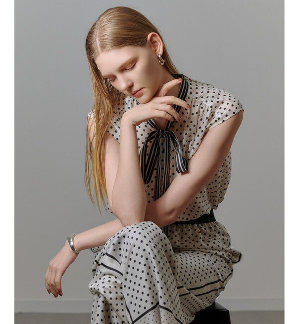 allureville「パネルドットプリントボウタイブラウス」|シャツ・ブラウス|