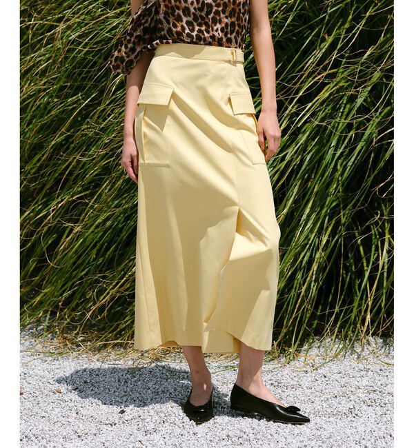 allureville「ツイルストレッチサファリスカート」|スカート|イエロー