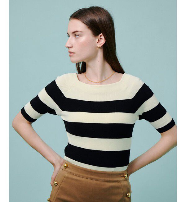 allureville「◇ 2WAY ネック5分袖プルオーバー」|ニット・セーター|