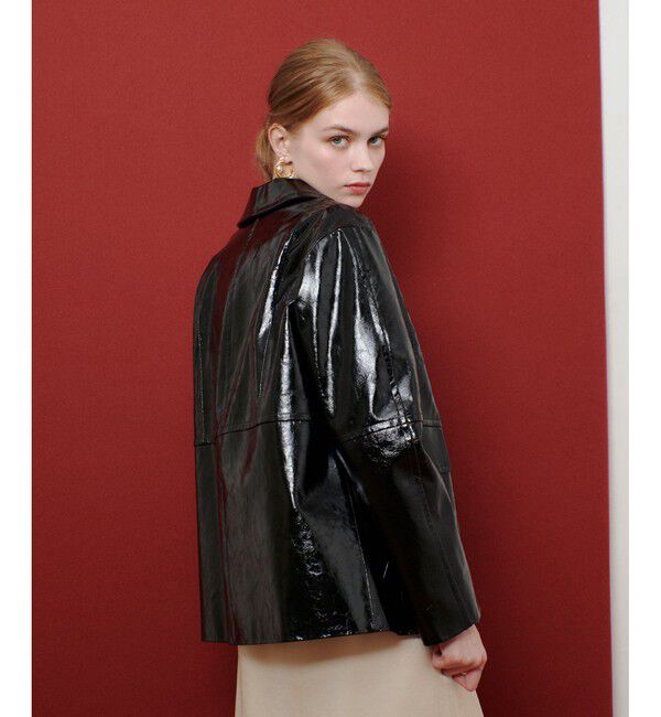 LOULOU WILLOUGHBY「【LOULOU WILLOUGHBY】クラッシュエナメルレザーブルゾン」|ブルゾン・スタジャン|