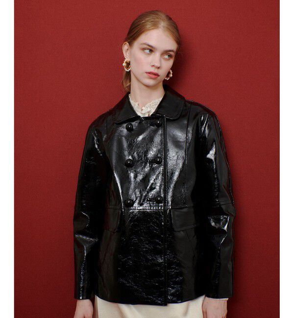 LOULOU WILLOUGHBY「【LOULOU WILLOUGHBY】クラッシュエナメルレザーブルゾン」|ブルゾン・スタジャン|