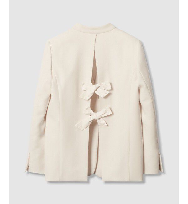 LOULOU WILLOUGHBY「【LOULOU WILLOUGHBY】ダブルクロスノーカラーリボンジャケット」|ノーカラージャケット|