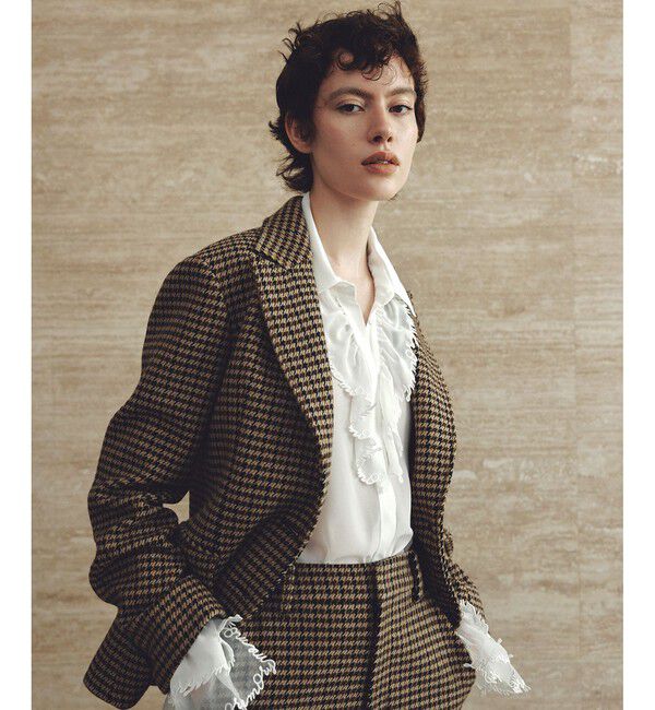 LOULOU WILLOUGHBY「【LOULOU WILLOUGHBY】ガンクラブチェックシングルジャケット」|テーラードジャケット|ブラウン