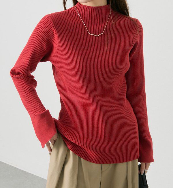  「【リバイバル/新色追加】プチハイネックリブニット」|ニット・セーター|レッド