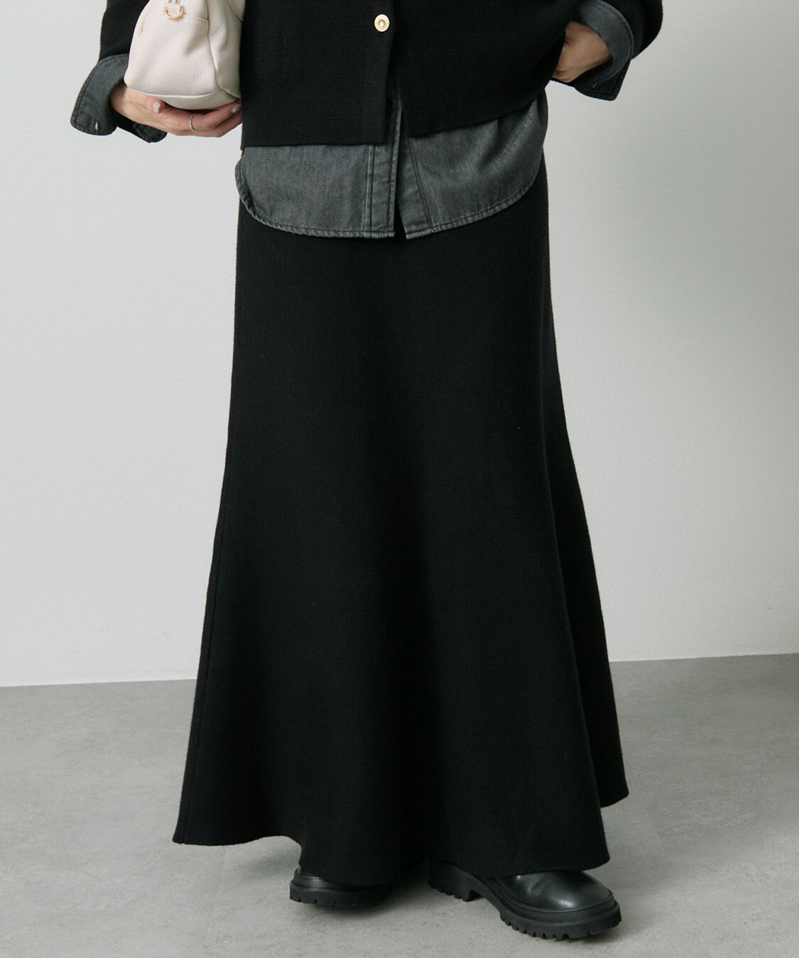  「【新色追加/リバイバル】ミラノリブニットスカート」|スカート|