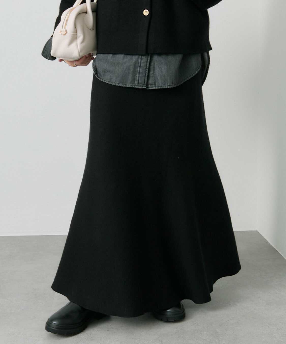  「【新色追加/リバイバル】ミラノリブニットスカート」|スカート|