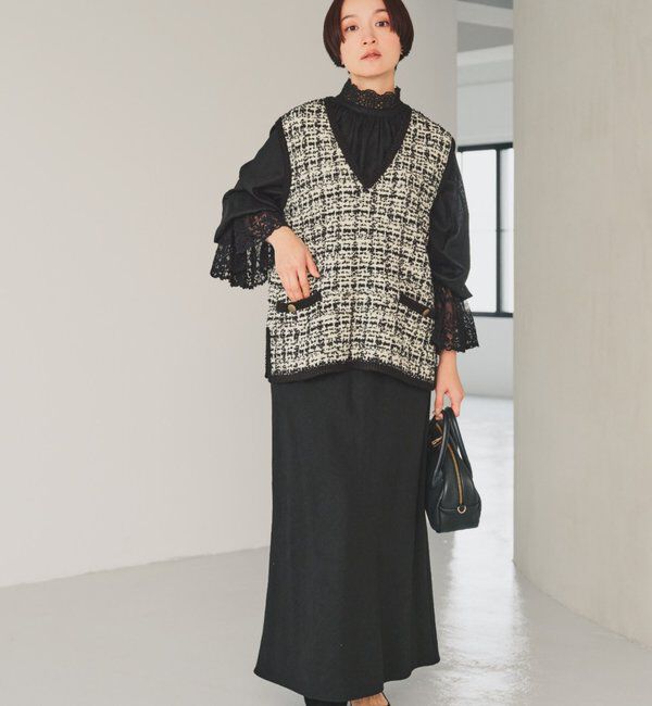  「ソフトツイルセミフレアスカート」|スカート|ブラック