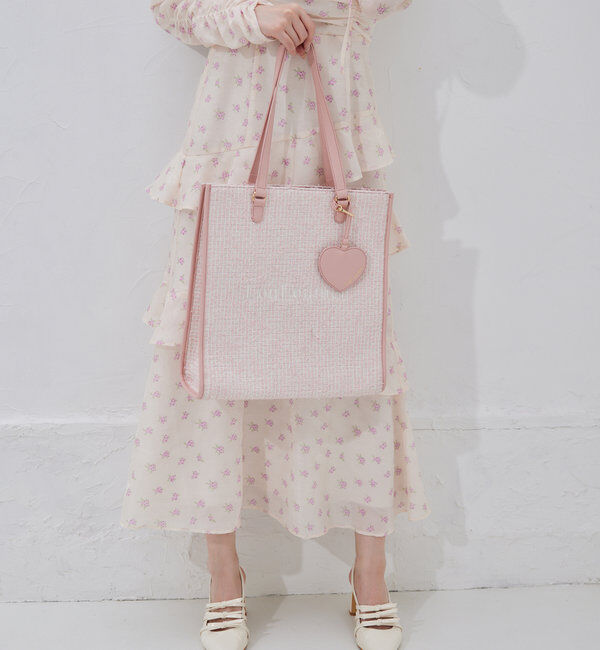  「【LouLoumei】8色展開／ハートチャーム付きトートバッグ／自立可能」|その他|