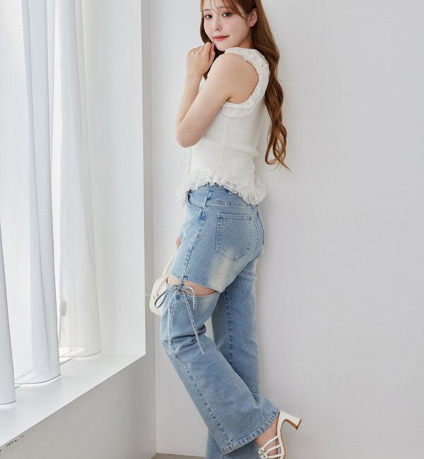  「サイドあき美脚ストレッチデニム」|その他|