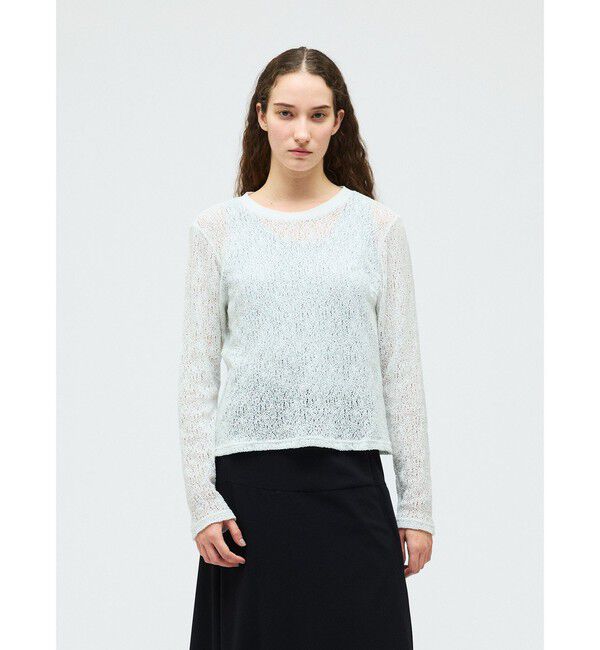 mizuiro ind「mizuiro ind レースクルーネックTシャツ」|Tシャツ・カットソー|オフホワイト