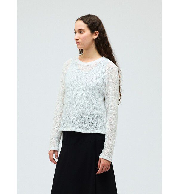 mizuiro ind「mizuiro ind レースクルーネックTシャツ」|Tシャツ・カットソー|