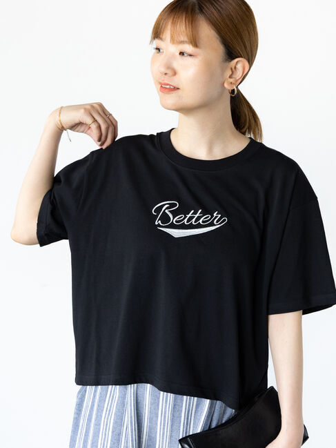 Lugnoncure「【接触冷感】フロントミニ刺繍Tシャツ」|Tシャツ・カットソー|ブラック