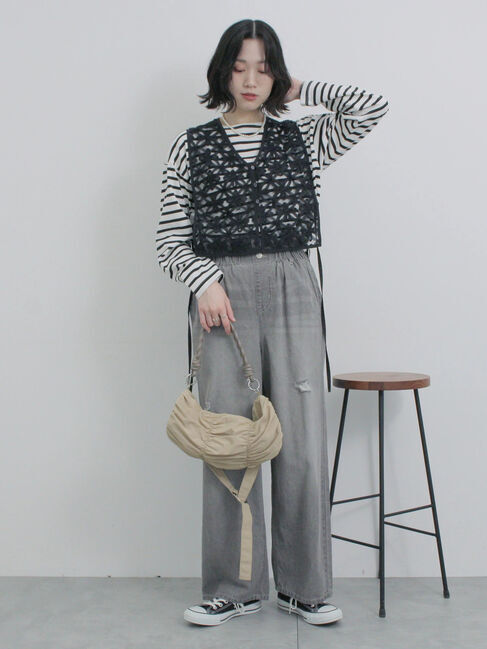 Samansa Mos2 blue「シャーリングミニドラムバッグ」|その他|