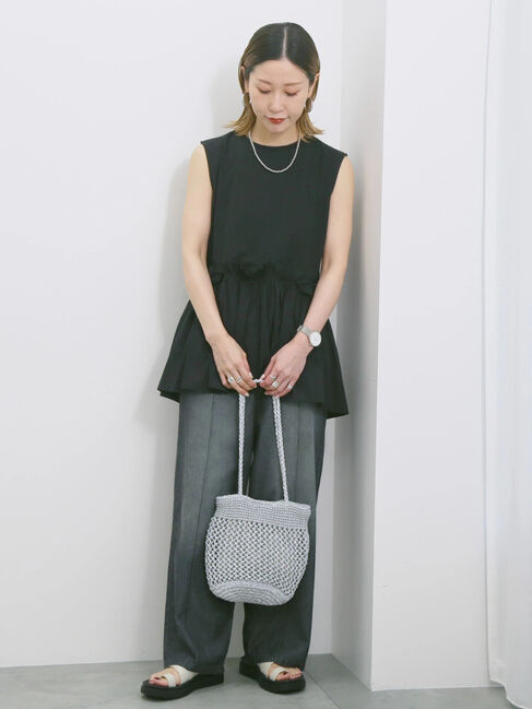 Samansa Mos2 blue「◎【接触冷感】ドッキングノースリーブプルオーバー」|Tシャツ・カットソー|