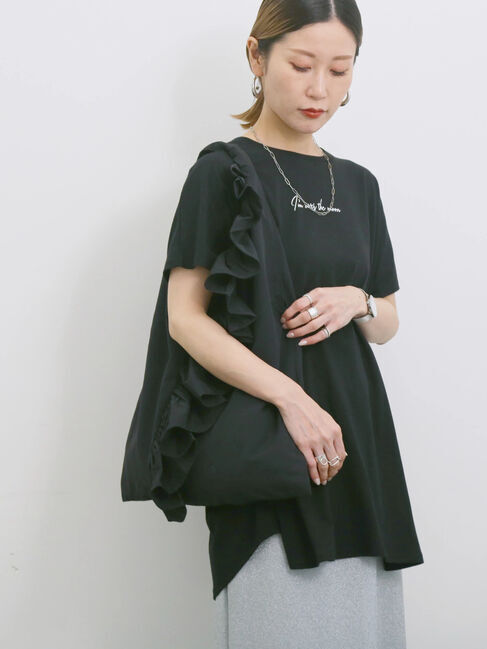 Samansa Mos2 blue「◎【接触冷感】ロゴプリントチュニック」|Tシャツ・カットソー|