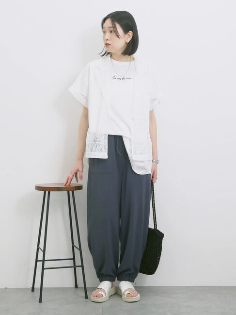 Samansa Mos2 blue「◎【接触冷感】ロゴプリントチュニック」|Tシャツ・カットソー|