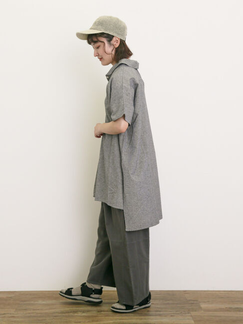 Samansa Mos2「【クールコットン】柄アソートスキッパーチュニック」|シャツ・ブラウス|