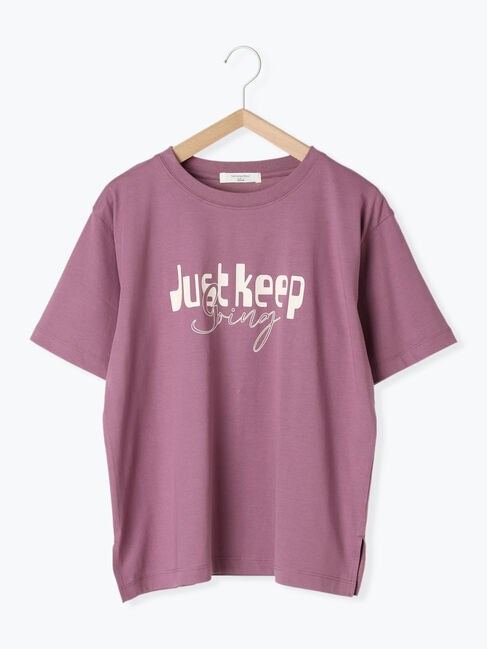 Samansa Mos2 blue「【接触冷感】ロゴプリントTシャツ」|Tシャツ・カットソー|