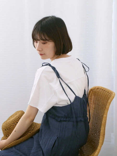 Samansa Mos2 blue「【USAコットン】アソートフレンチスリーブTシャツ」|Tシャツ・カットソー|