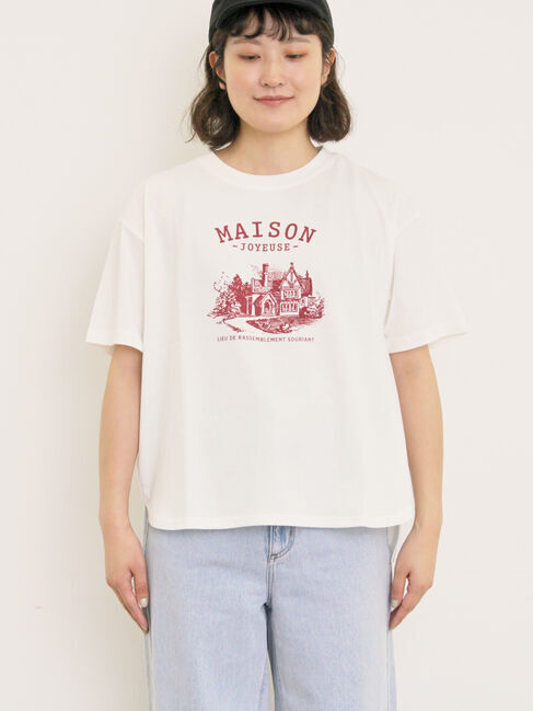 Samansa Mos2「建物プリントTシャツ」|Tシャツ・カットソー|