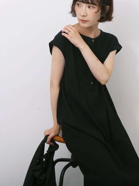 Samansa Mos2 blue「◎ヘンリーネックテレコワンピース」|ワンピース|