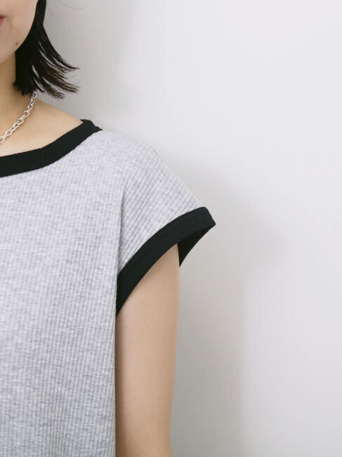 Samansa Mos2 blue「◎ヘンリーネックテレコワンピース」|ワンピース|