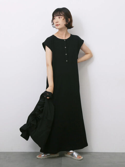 Samansa Mos2 blue「◎ヘンリーネックテレコワンピース」|ワンピース|