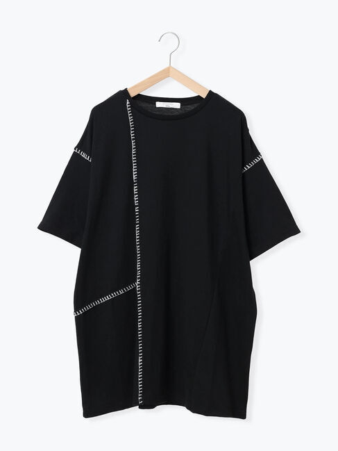 Samansa Mos2 blue「◎【接触冷感】切替ステッチチュニック」|Tシャツ・カットソー|