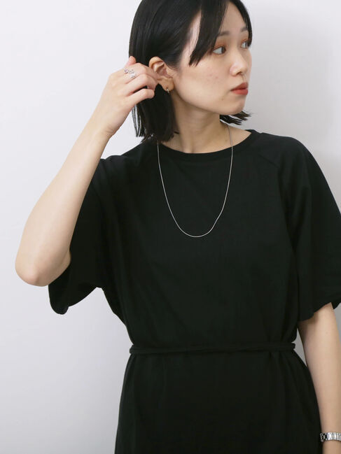 Samansa Mos2 blue「◎【接触冷感】ウエストリボンTシャツ」|Tシャツ・カットソー|