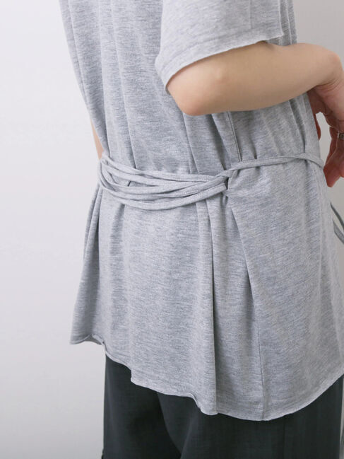 Samansa Mos2 blue「◎【接触冷感】ウエストリボンTシャツ」|Tシャツ・カットソー|