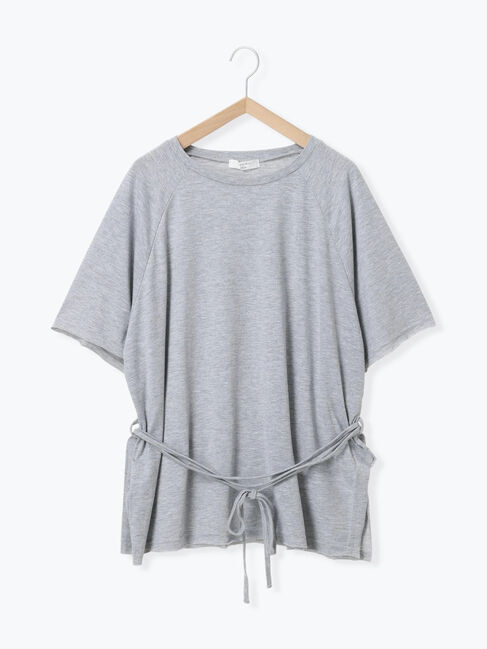 Samansa Mos2 blue「◎【接触冷感】ウエストリボンTシャツ」|Tシャツ・カットソー|
