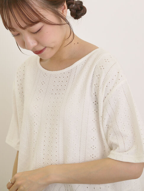 Samansa Mos2「アイレット切替フリルカットソー」|Tシャツ・カットソー|