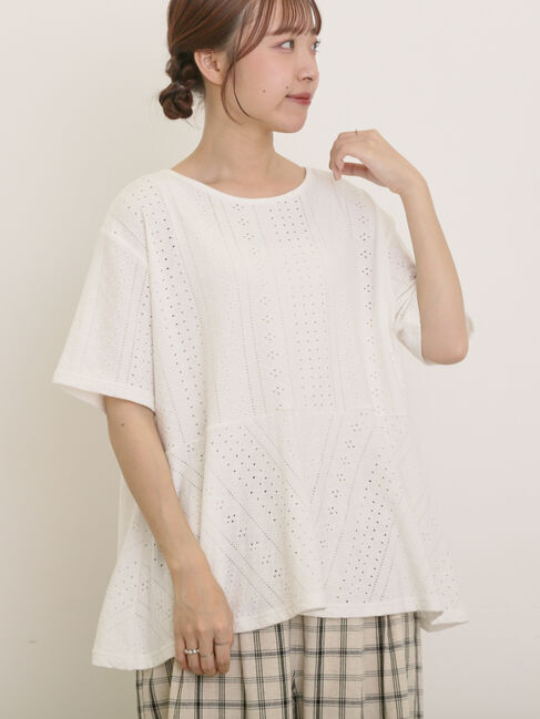 Samansa Mos2「アイレット切替フリルカットソー」|Tシャツ・カットソー|