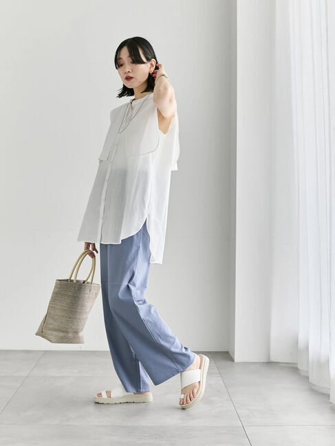 Samansa Mos2 blue「ケープブラウス」|シャツ・ブラウス|