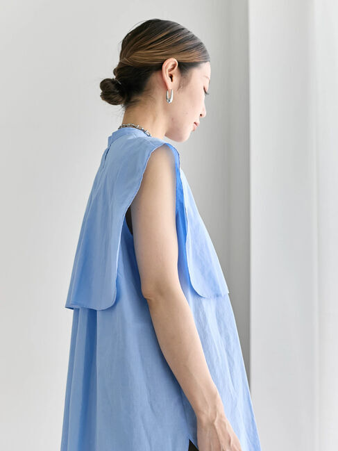 Samansa Mos2 blue「ケープブラウス」|シャツ・ブラウス|