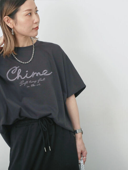 Samansa Mos2 blue「【接触冷感】ドルマンギャザー刺繍Tシャツ」|Tシャツ・カットソー|