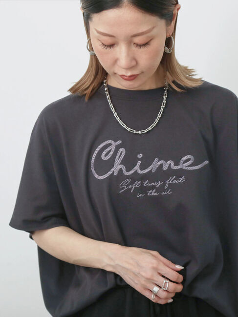 Samansa Mos2 blue「【接触冷感】ドルマンギャザー刺繍Tシャツ」|Tシャツ・カットソー|